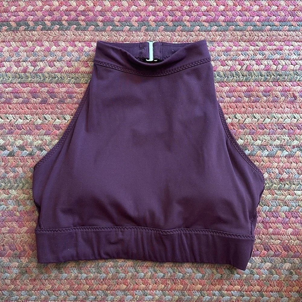 ATHLETA MAROON PURPLE HIGH NECK BRA TOP